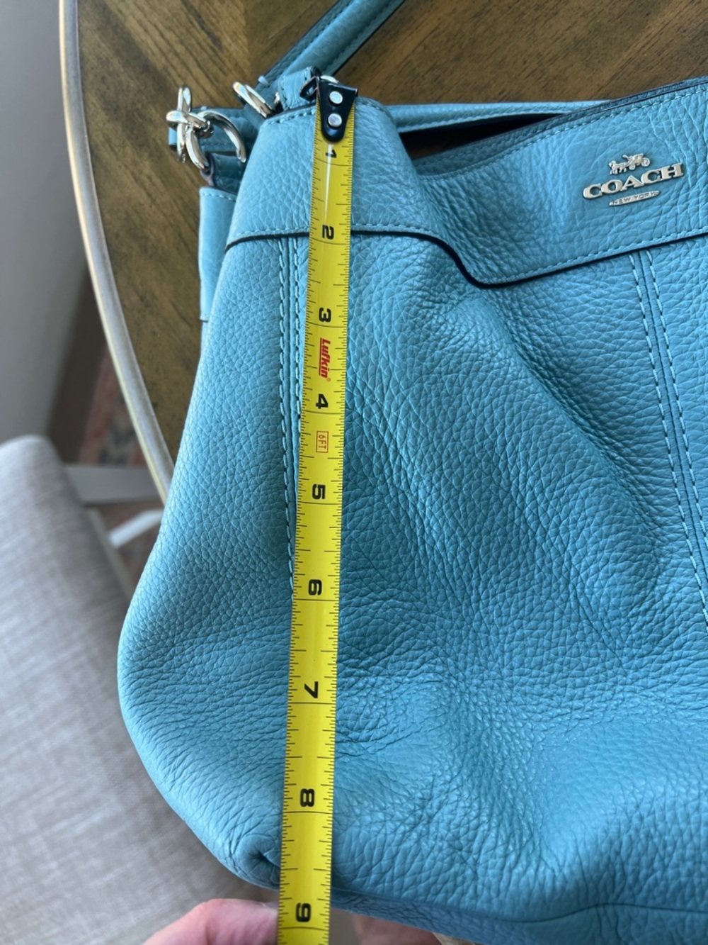 Coach Pebble Leather Shoulder Bag Blue with Shoulder and Crossbody straps - Picture 10 of 12